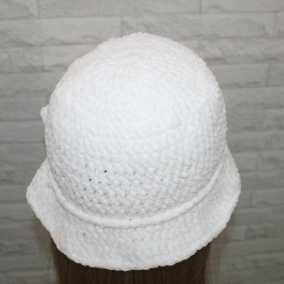 HAND CRAFTED Hat Crochet Bucket Chenille Floppy Wide Brim White Cloud Dancer - Picture 4 of 12